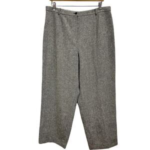 Vintage 90s Carlisle Wool Straight Leg Trouser Brown & Cream Harringbone Sz 18